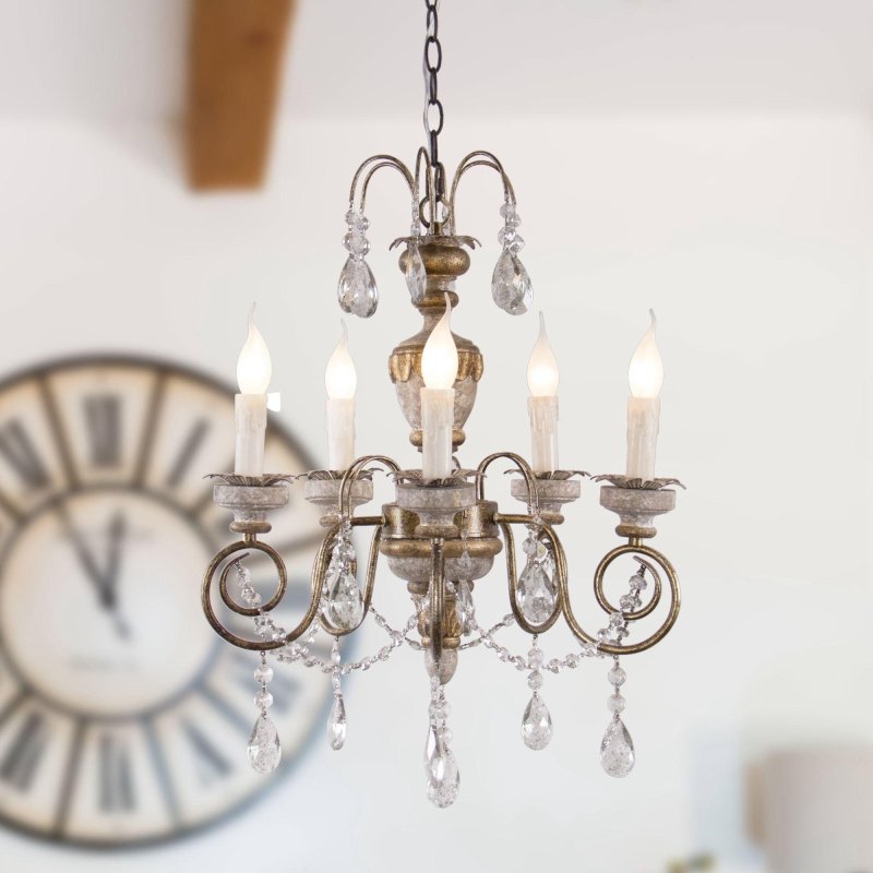 Samiyah 5 - Light Rustic Gold Crystal Chandelier - FCHF CITY