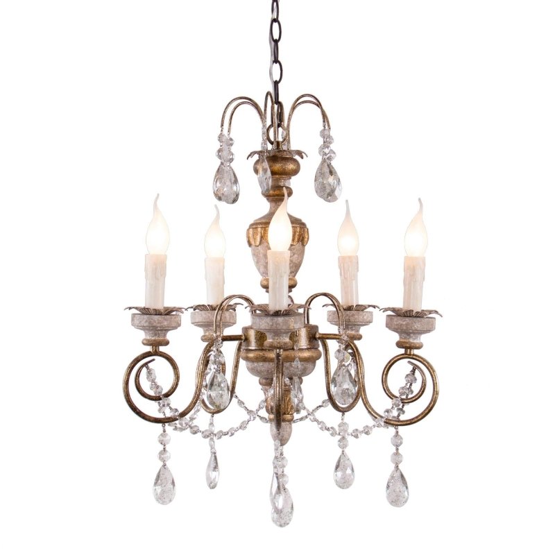 Samiyah 5 - Light Rustic Gold Crystal Chandelier - FCHF CITY