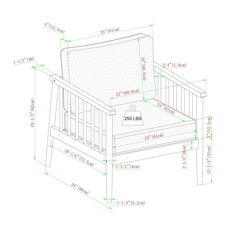 Sedona Modern Wood Spindle Patio Lounge Chair - FCHF CITY