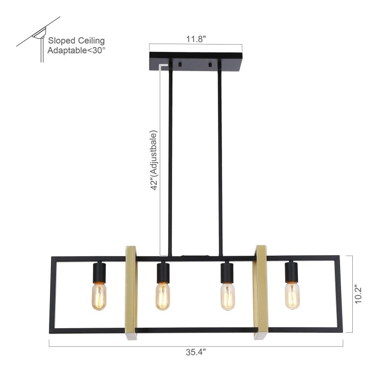Seppo 4 - Light Matt Black and Golden Kitchen Island Pendant - FCHF CITY