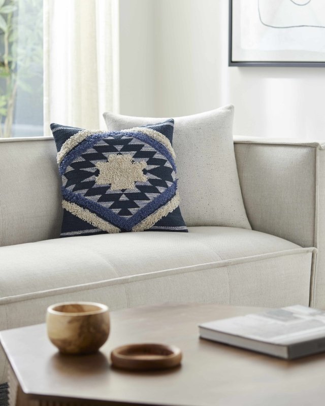 Shepardsville Navy Kilim Geometric Throw Pillow - FCHF CITY