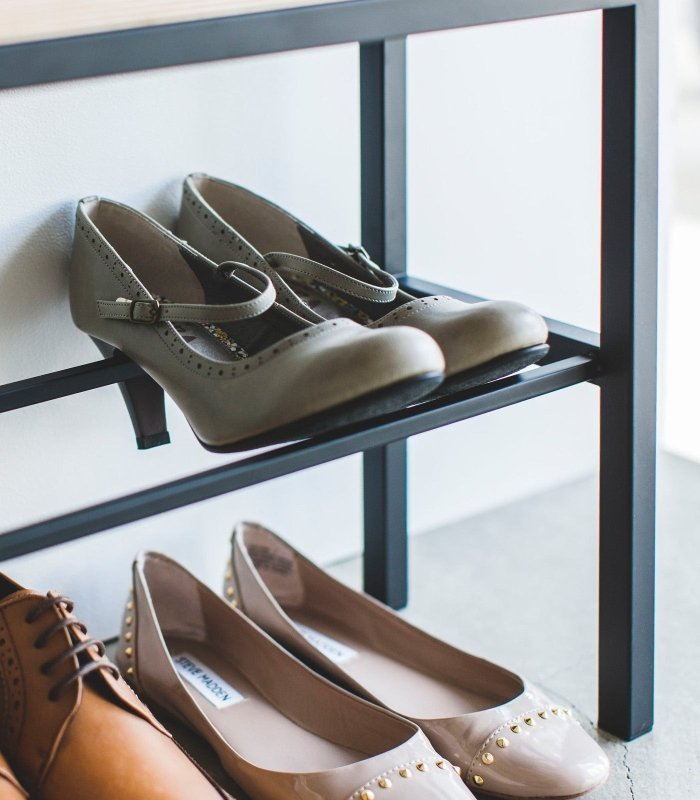 Shoe Organizer + Bench (18" H) - Steel + Wood - FCHF CITY