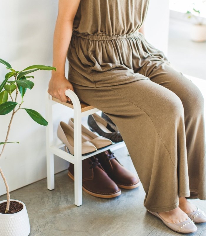 Shoe Organizer + Bench (18" H) - Steel + Wood - FCHF CITY