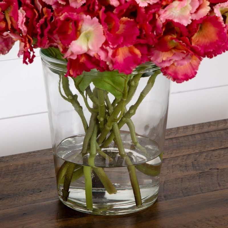 Signature Collection 18” Blooming Hydrangea Artificial Arrangement in Glass Vase - FCHF CITY