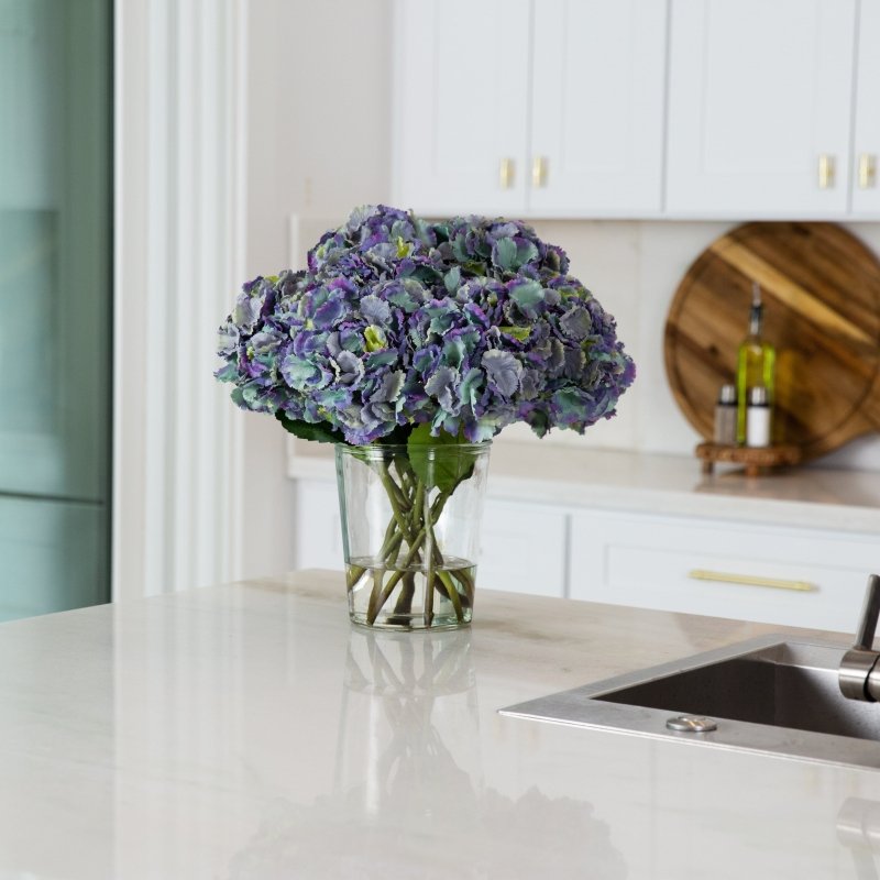 Signature Collection 18” Blooming Hydrangea Artificial Arrangement in Glass Vase - FCHF CITY