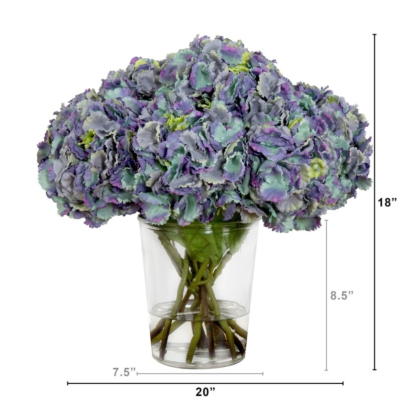 Signature Collection 18” Blooming Hydrangea Artificial Arrangement in Glass Vase - FCHF CITY