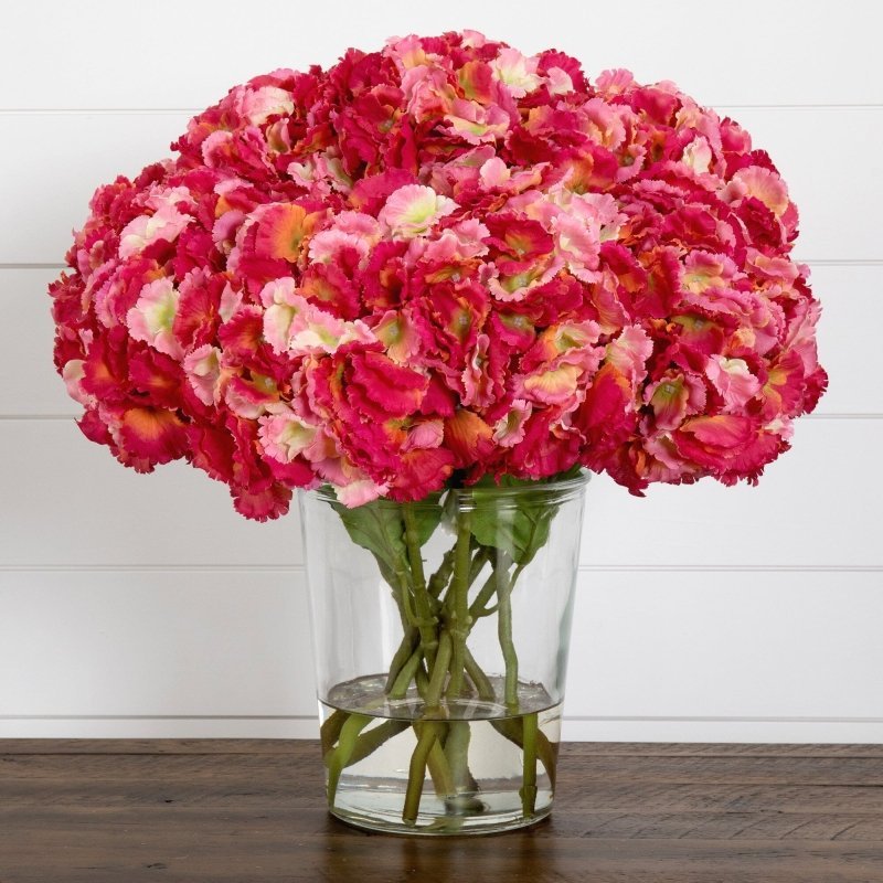 Signature Collection 18” Blooming Hydrangea Artificial Arrangement in Glass Vase - FCHF CITY