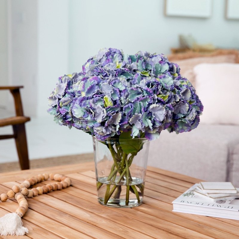 Signature Collection 18” Blooming Hydrangea Artificial Arrangement in Glass Vase - FCHF CITY