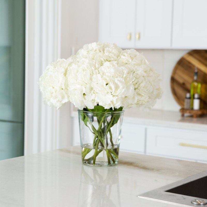 Signature Collection 18” Blooming Hydrangea Artificial Arrangement in Glass Vase - FCHF CITY