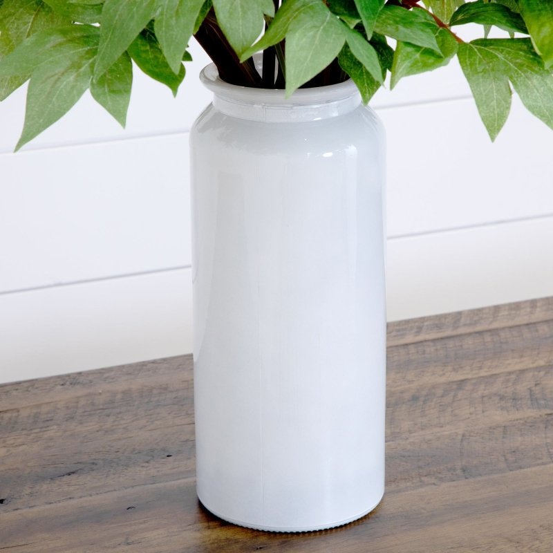 Signature Collection 20” Peony Artificial Arrangement in White Glass Vase - FCHF CITY