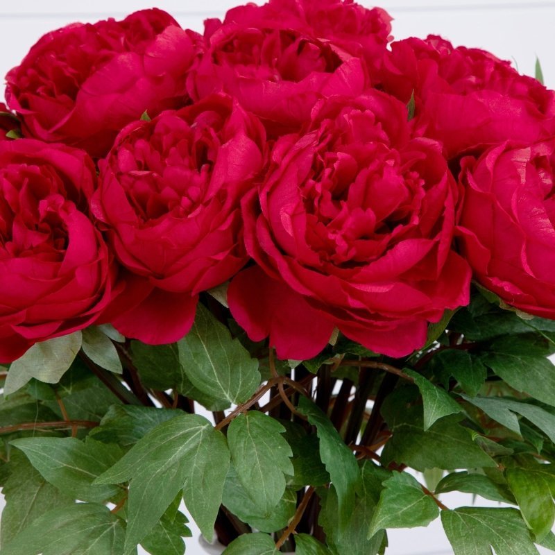 Signature Collection 20” Peony Artificial Arrangement in White Glass Vase - FCHF CITY