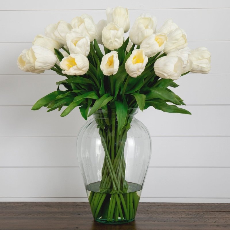 Signature Collection 24” Tulip Artificial Arrangement in Glass Vase - FCHF CITY