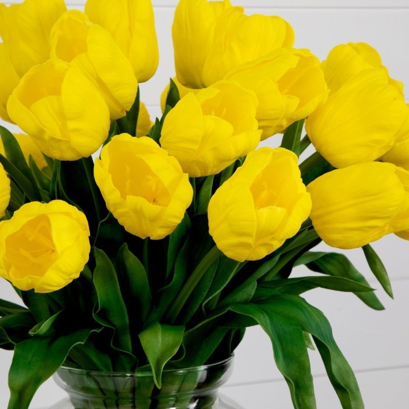Signature Collection 24” Tulip Artificial Arrangement in Glass Vase - FCHF CITY