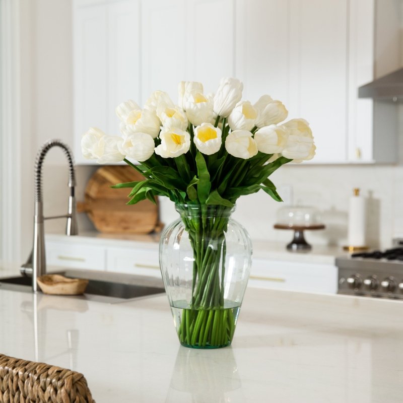 Signature Collection 24” Tulip Artificial Arrangement in Glass Vase - FCHF CITY