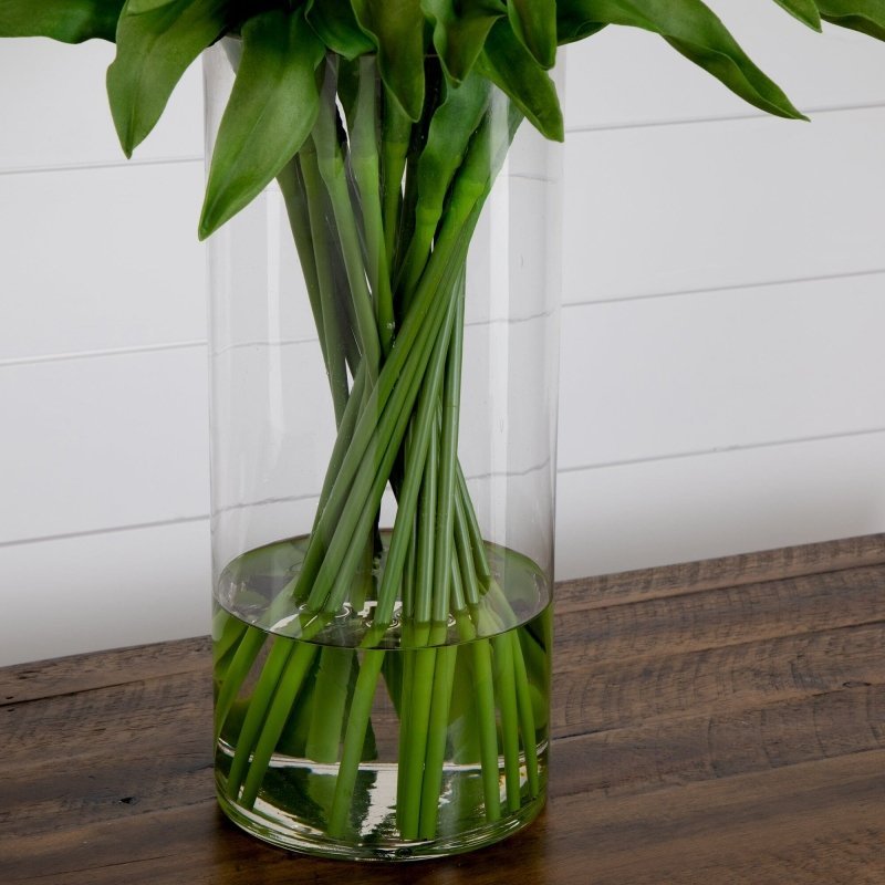 Signature Collection 26” Giant Tulip Artificial Arrangement in Glass Vase - FCHF CITY