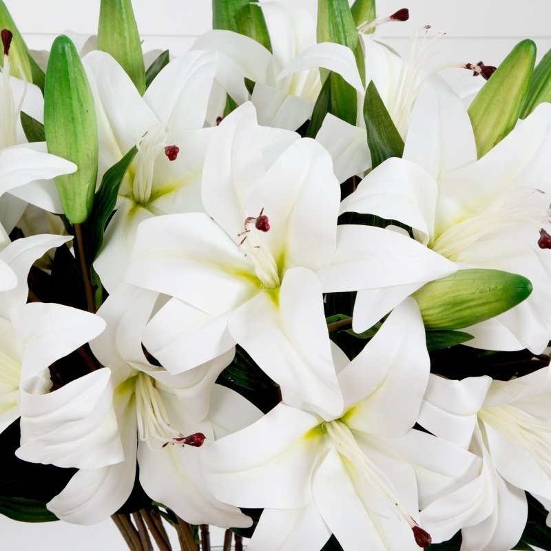 Signature Collection 29” Lily Artificial Arrangement in Glass Vase - FCHF CITY