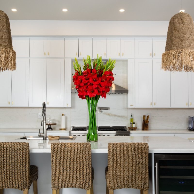 Signature Collection 44” Gladiola Artificial Arrangement in Glass Vase - FCHF CITY