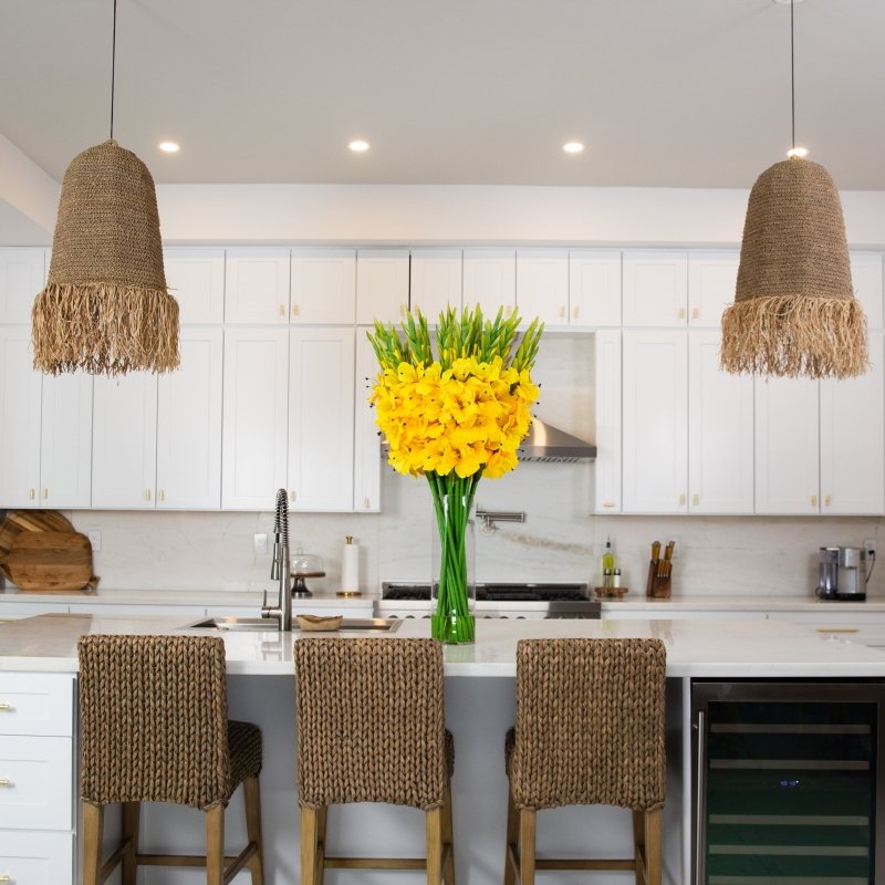 Signature Collection 44” Gladiola Artificial Arrangement in Glass Vase - FCHF CITY