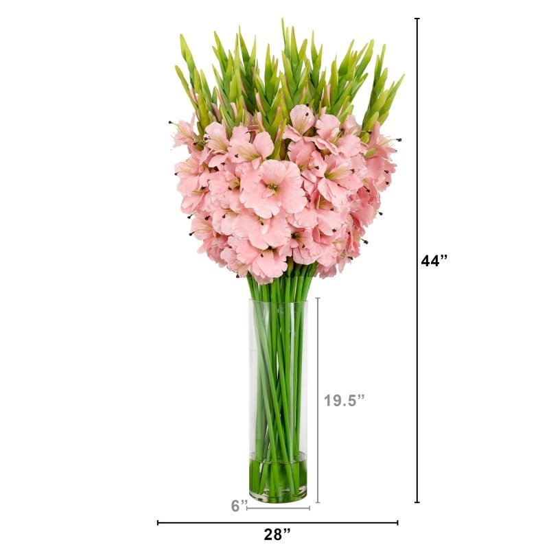 Signature Collection 44” Gladiola Artificial Arrangement in Glass Vase - FCHF CITY