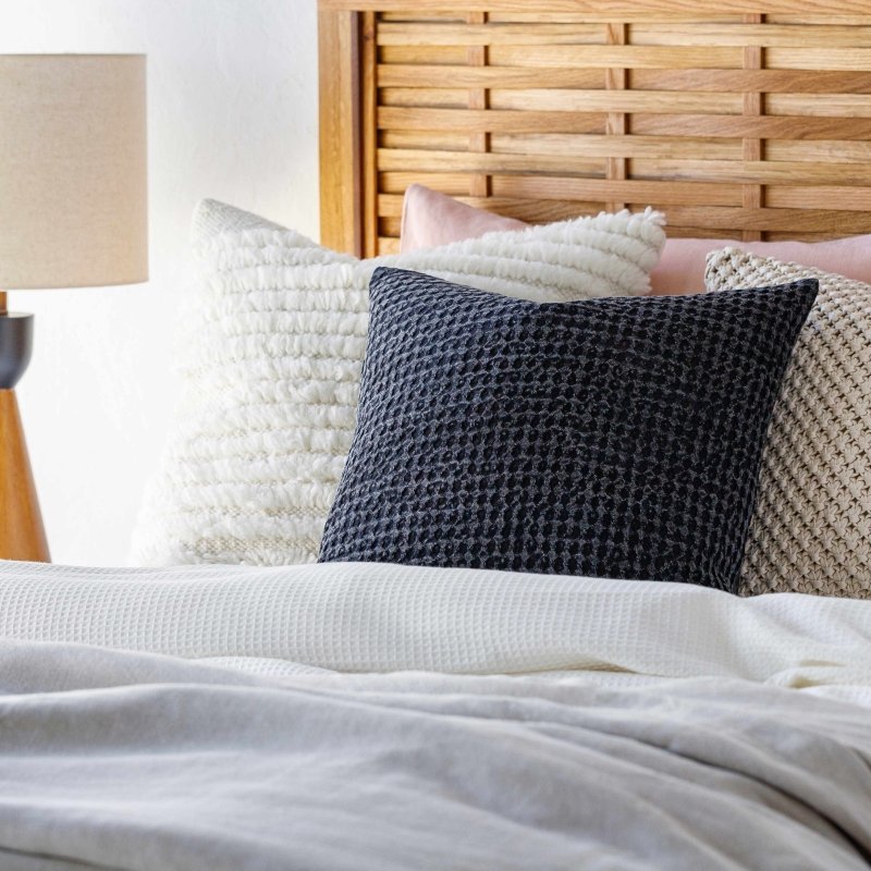 Skipperville Textured Black Woven Square Throw Pillow - FCHF CITY