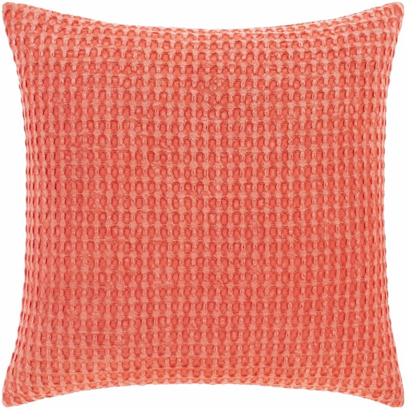 Solvang Textured Coral Cotton Square Throw Pillow - FCHF CITY