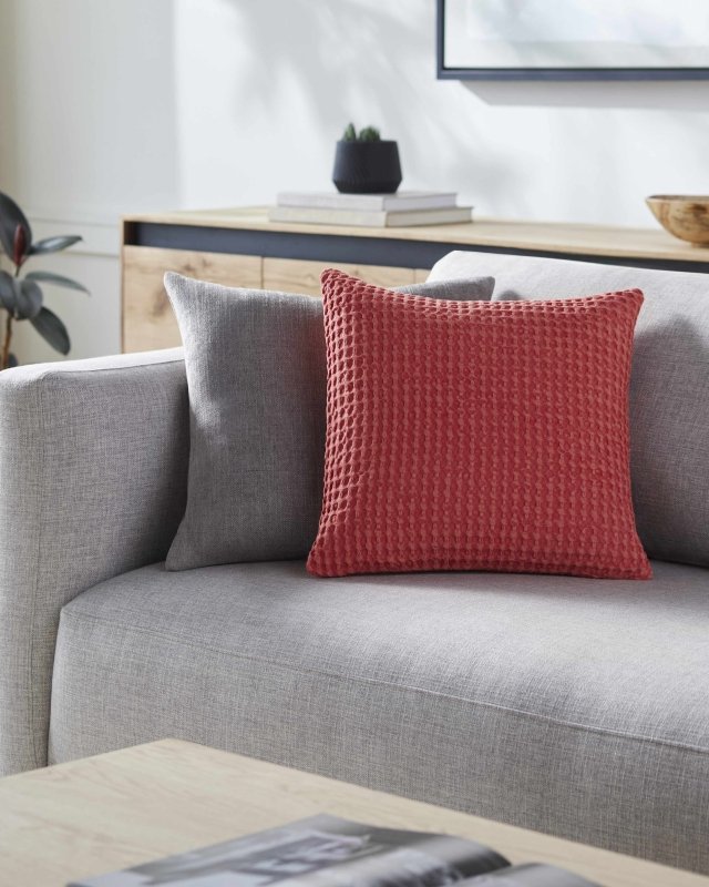 Solvang Textured Coral Cotton Square Throw Pillow - FCHF CITY