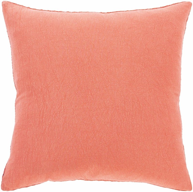 Solvang Textured Coral Cotton Square Throw Pillow - FCHF CITY