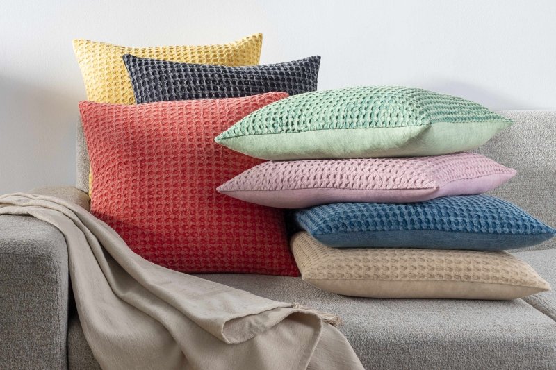 Solvang Textured Coral Cotton Square Throw Pillow - FCHF CITY