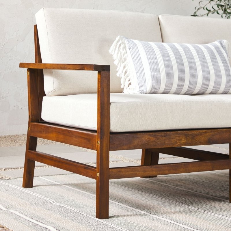 Somerset Modern Wood Outdoor Chaise 3 - Piece Sectional - FCHF CITY