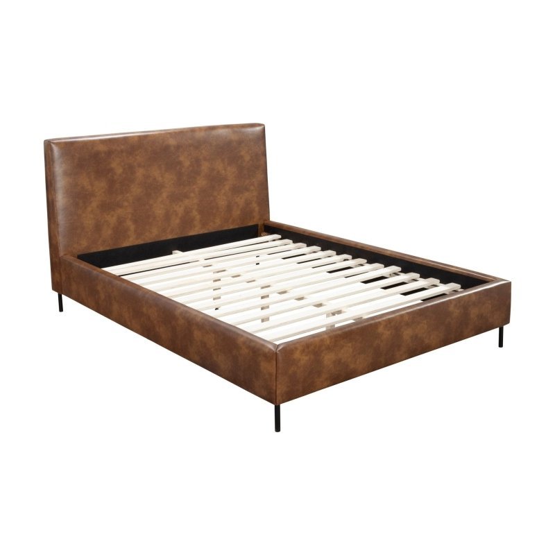 Sophia Faux Leather Platform Bed, Brown - FCHF CITY