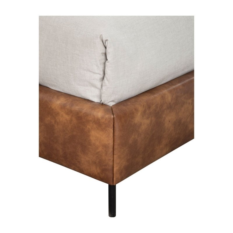 Sophia Faux Leather Platform Bed, Brown - FCHF CITY