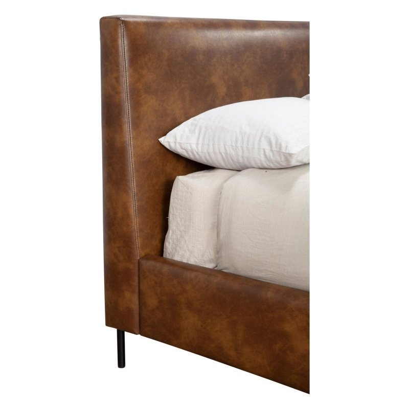 Sophia Faux Leather Platform Bed, Brown - FCHF CITY