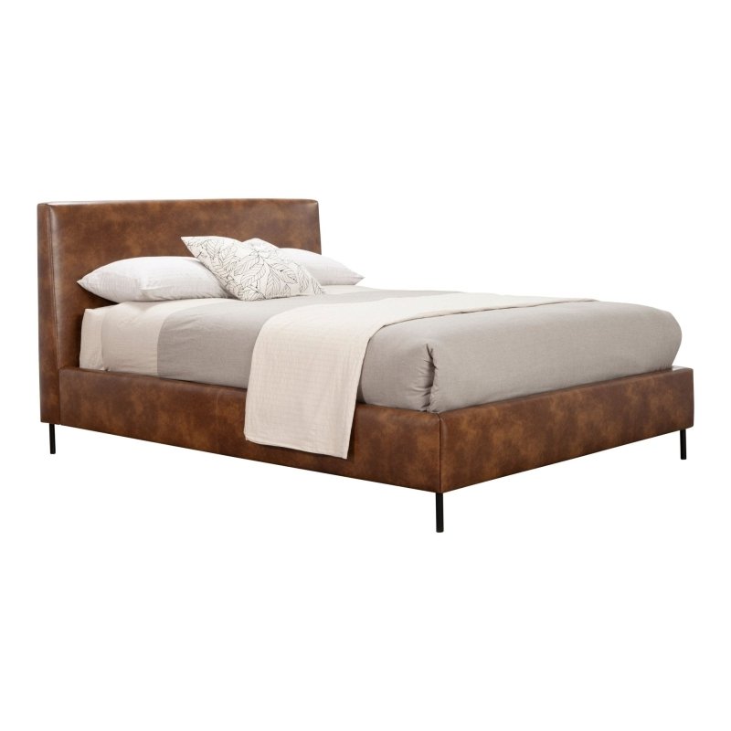 Sophia Faux Leather Platform Bed, Brown - FCHF CITY