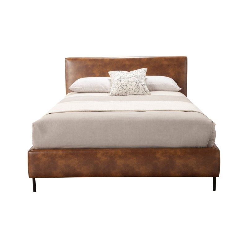 Sophia Faux Leather Platform Bed, Brown - FCHF CITY