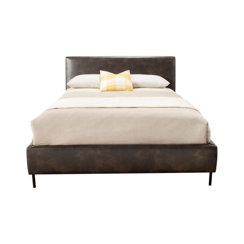 Sophia Faux Leather Platform Bed, Gray - FCHF CITY