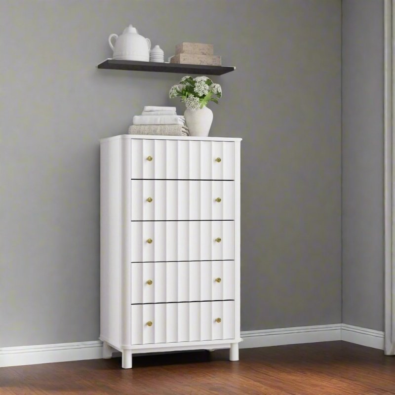 Stapleton Five Drawer Chest, White - FCHF CITY