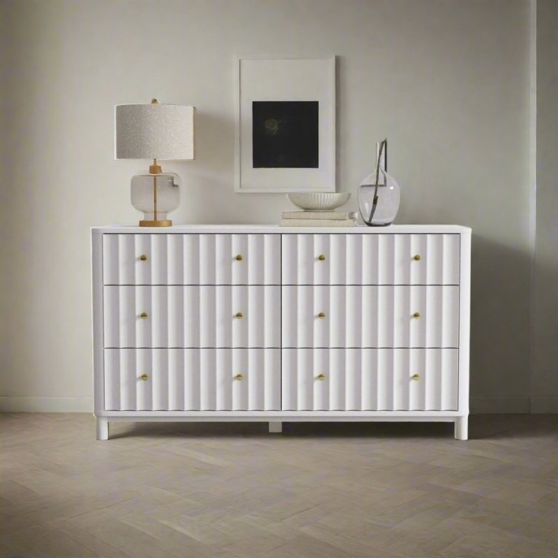 Stapleton Six Drawer Dresser, White FCHF CITY Stapleton Six Drawer Dresser, White FCHF CITY