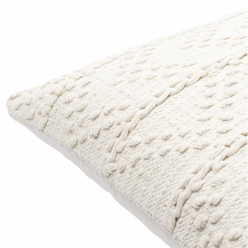 Sumiton White Textured Crochet Cotton Throw Pillow - FCHF CITY