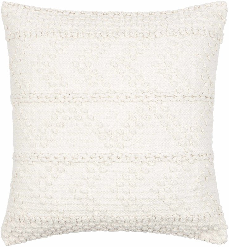 Sumiton White Textured Crochet Cotton Throw Pillow - FCHF CITY