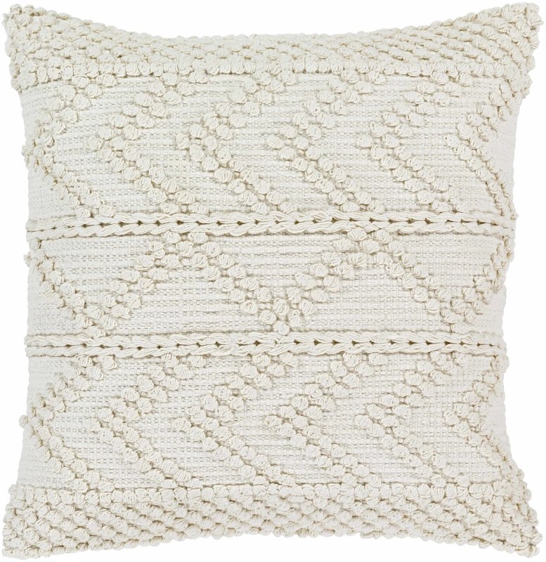 Sumiton White Textured Crochet Cotton Throw Pillow - FCHF CITY