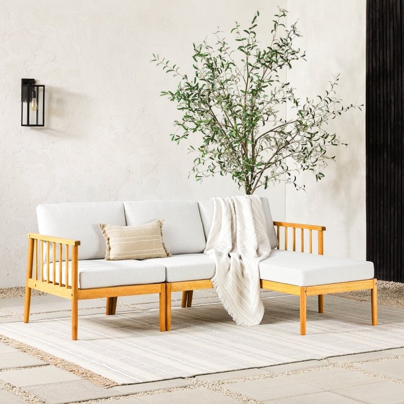 Taylor Modern Wood Outdoor 3 - Piece L - Shaped Sectional Set - FCHF CITY