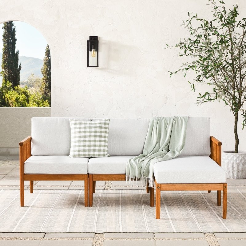 Taylor Modern Wood Outdoor 3 - Piece L - Shaped Sectional Set - FCHF CITY