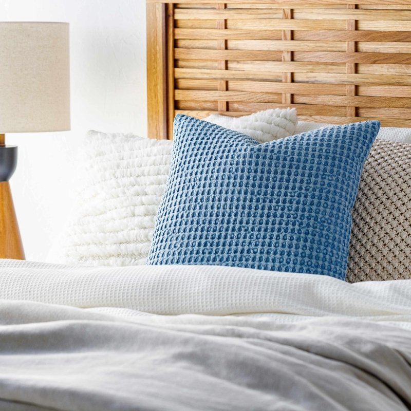 Toodyay Textured Light Blue Square Throw Pillow - FCHF CITY