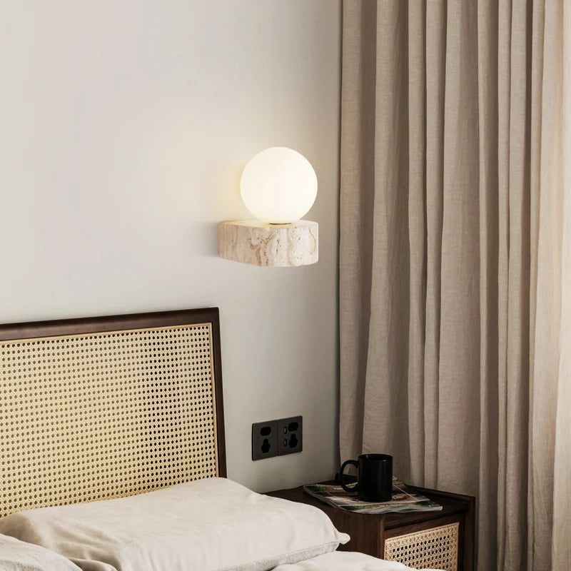 Travertine Orb Wall Light - FCHF CITY
