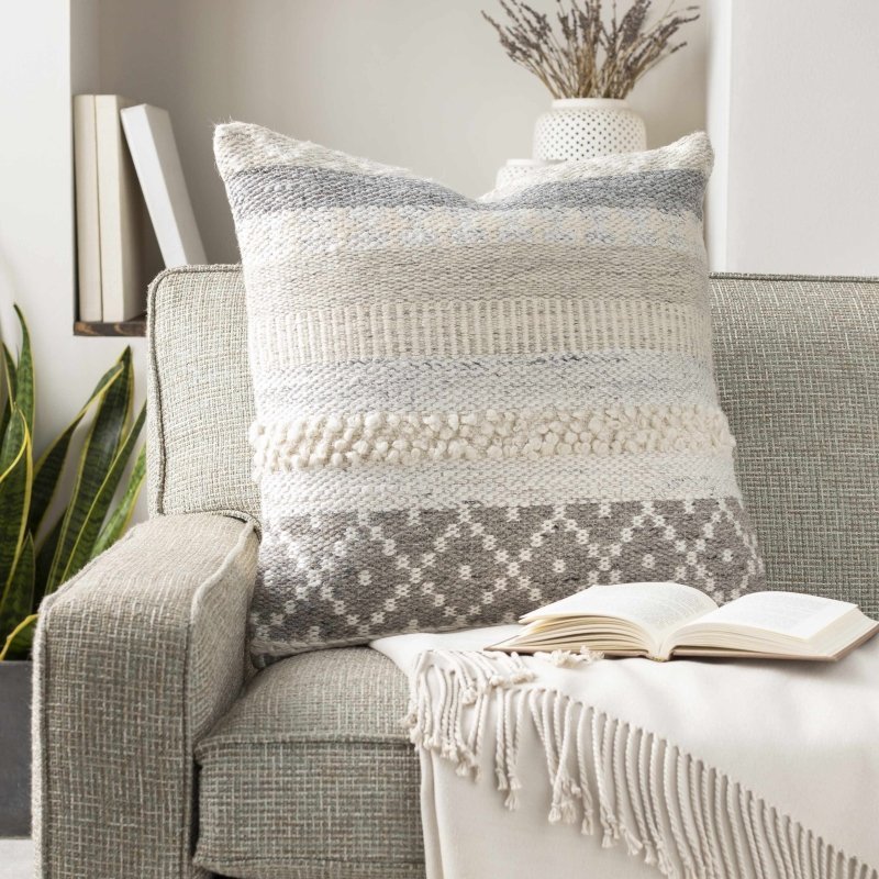 Truckee Neutral Textured Wool Throw Pillow - FCHF CITY