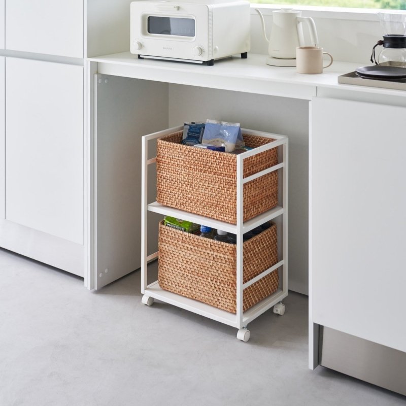 Two - Tier Hideaway Storage Cart (24" H) - Steel - FCHF CITY