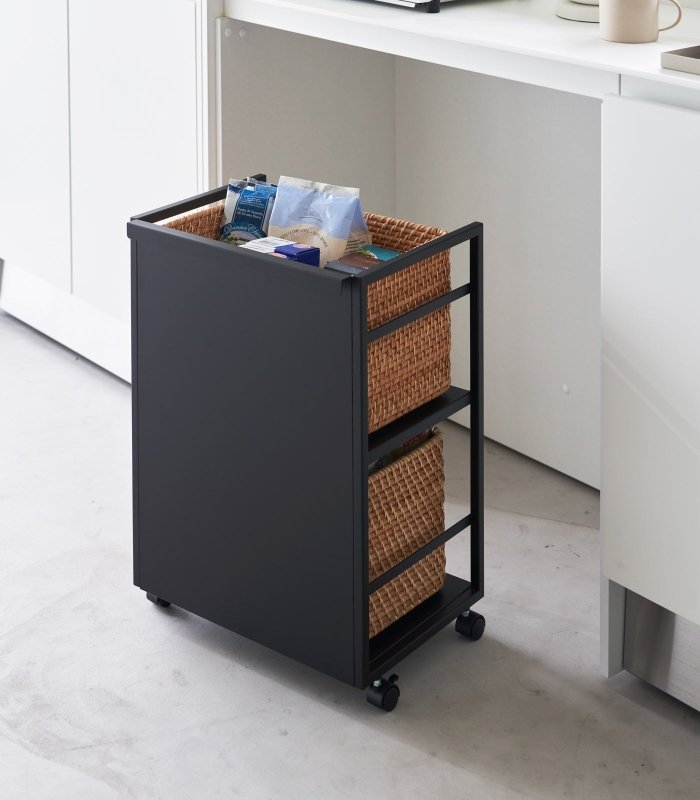 Two - Tier Hideaway Storage Cart (24" H) - Steel - FCHF CITY