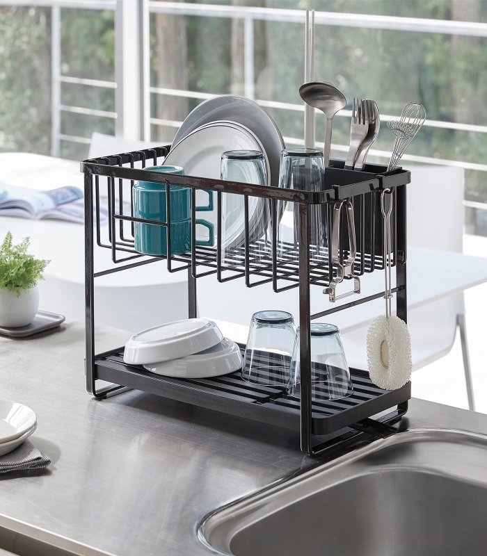Two - Tier Wire Dish Rack - Steel - FCHF CITY