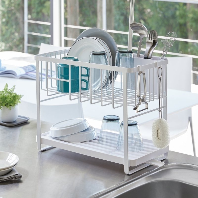 Two - Tier Wire Dish Rack - Steel - FCHF CITY