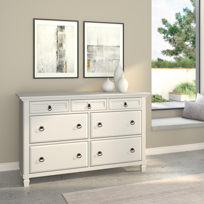 Alpine Furniture White 7 Drawer Dresser Alpine Furniture White 7 Drawer Dresser